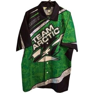 Team Arctic Cat Short Sleeve Button Up Shirt Green Arctic Wear Big Man 3XL